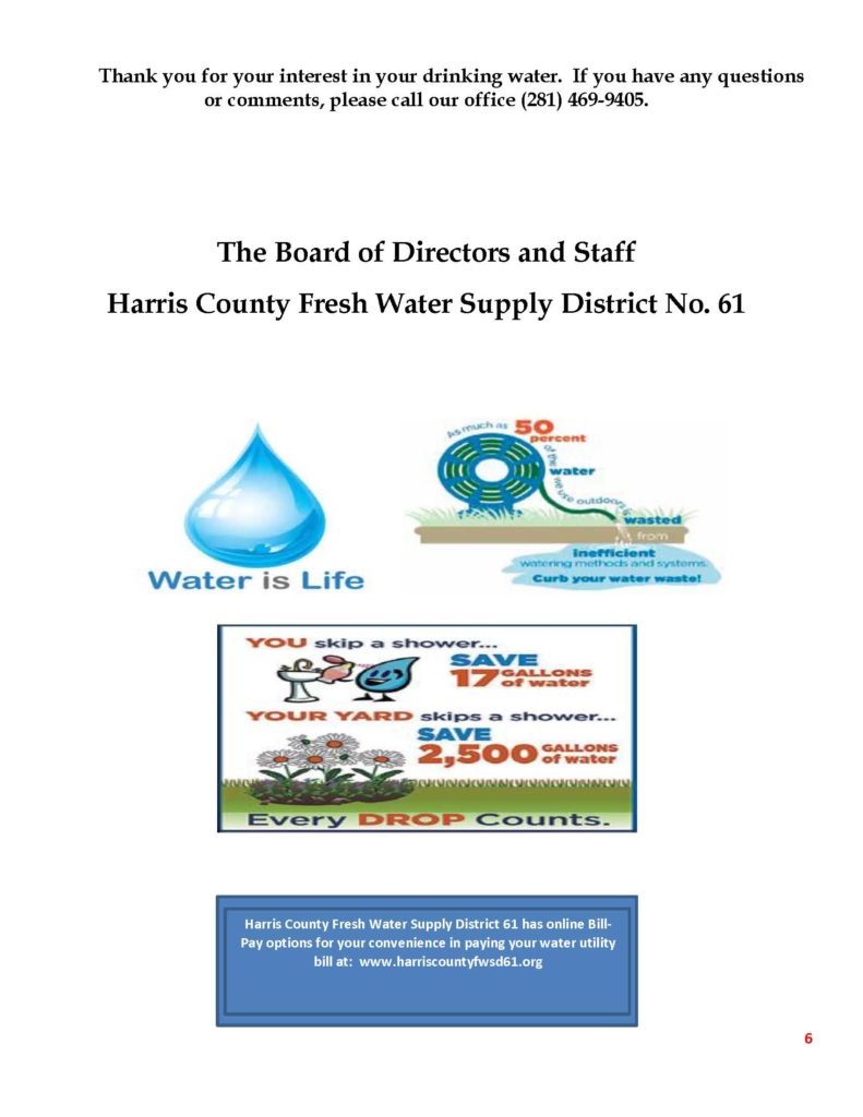 2019 HCFWSD 61 Annual Drinking Water Report Harris County Fresh